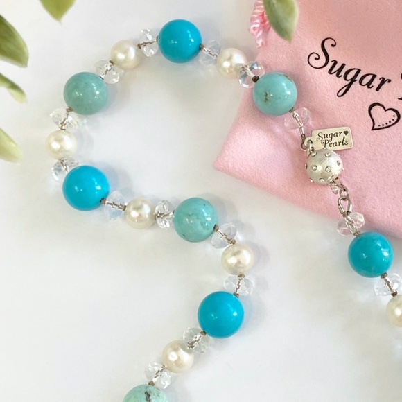 Turquoise, Pearl & Quartz Necklace - Picture 3 of 5